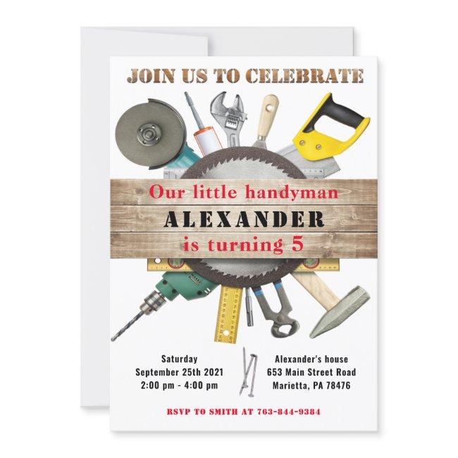 Handyman Tools And Gadgets Birthday Party Invitation