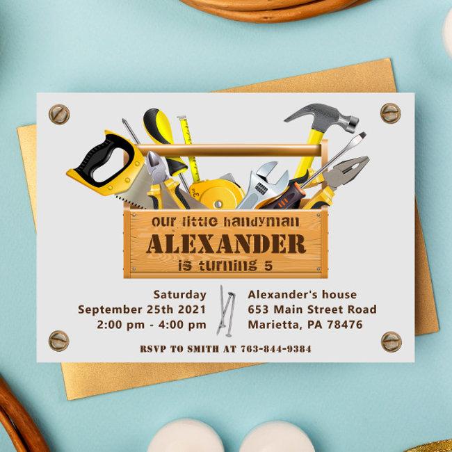 Handyman Tools And Gadgets Birthday Party Invitation
