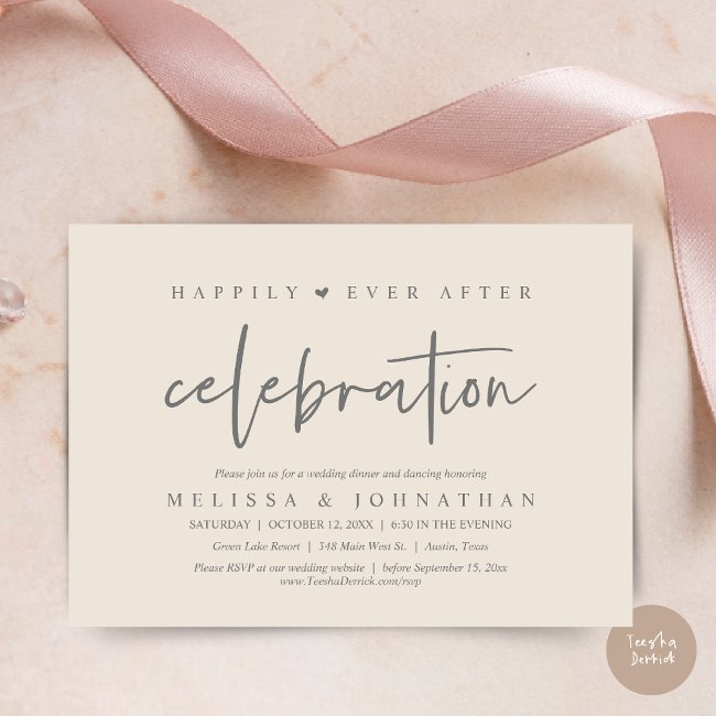 Happily Ever After Celebration, Wedding Dinner Invitation