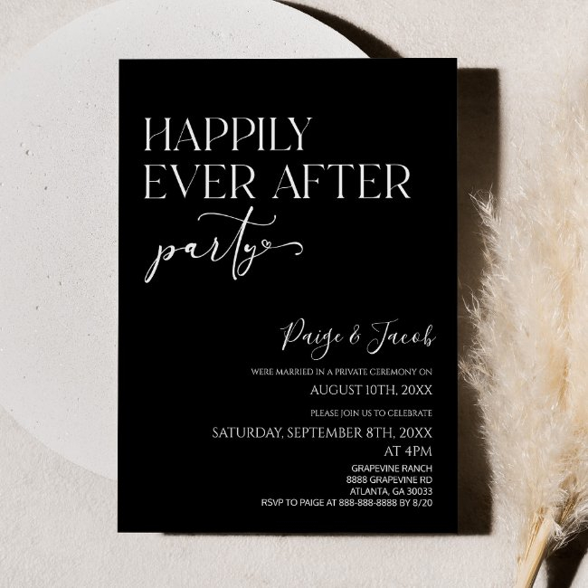 Happily Ever After Party Minimal Wedding Reception Invitation