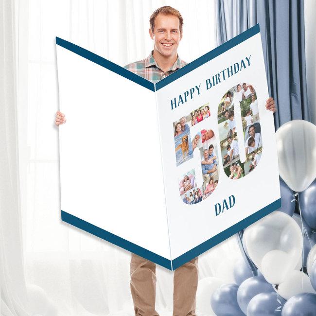 Happy 50th Birthday Dad Big 50 Photo Collage Invitations