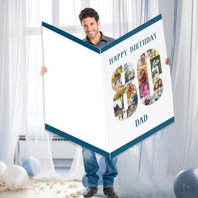 Happy 80th Birthday Dad 80 Photo Collage Giant Invitations
