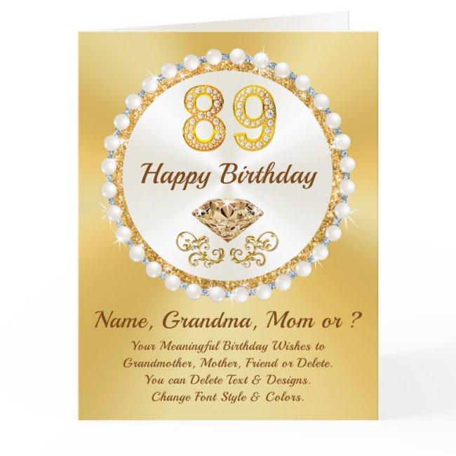 Happy 89th Birthday, Grandma, Mom & Or Name, Thank You Invitations