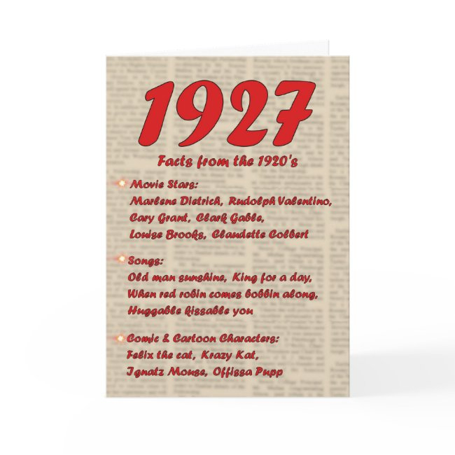 Happy Birthday 1927 Year Of Birth 20's 20s Twentie Invitations
