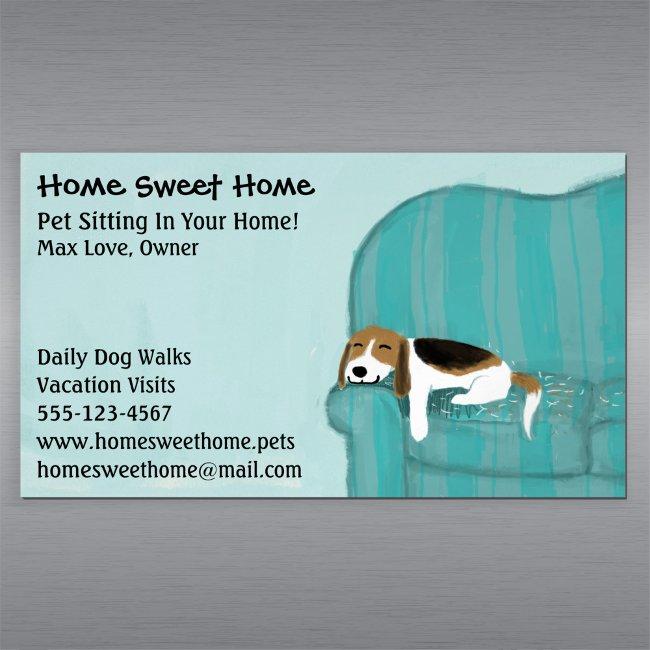 Happy Couch Dog | Pet Sitting | Animal Services Magnetic Business Invitations
