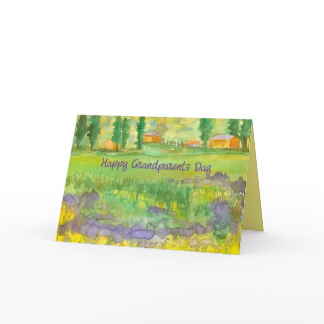 Happy Grandparents Day Ranch Fall Flowers Trees Invitations