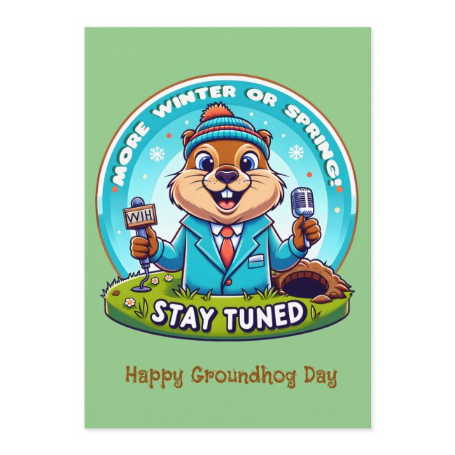 Happy Groundhog Day : Spring Or Winter News Report Holiday Invitations