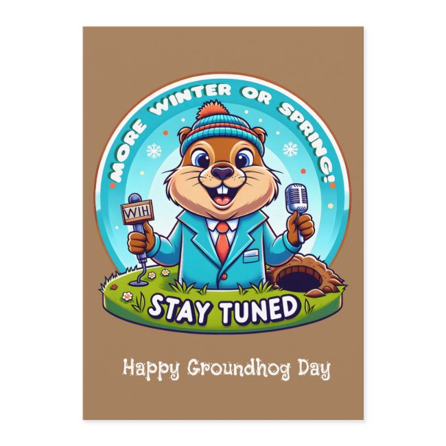 Happy Groundhog Day : Spring Or Winter News Report Holiday Invitations