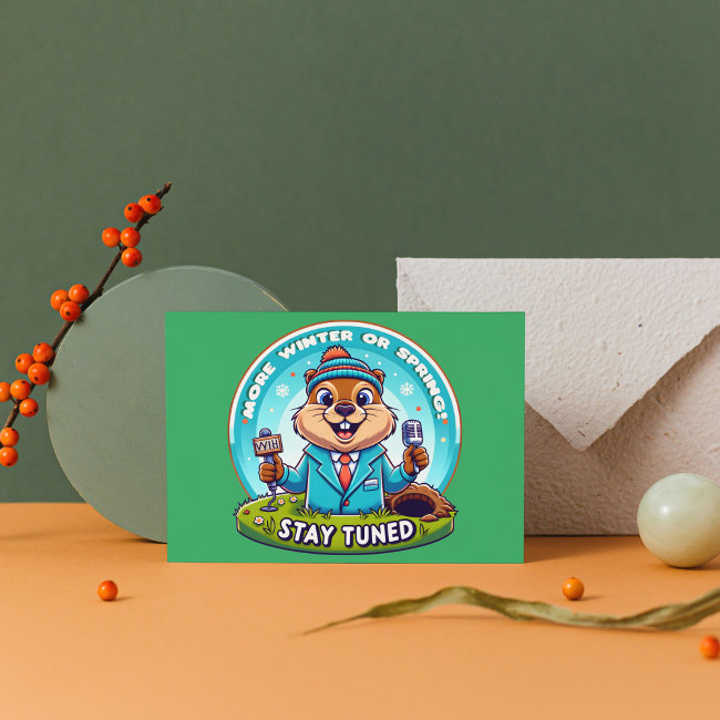 Happy Groundhog Day : Spring Or Winter News Report Postinvitations