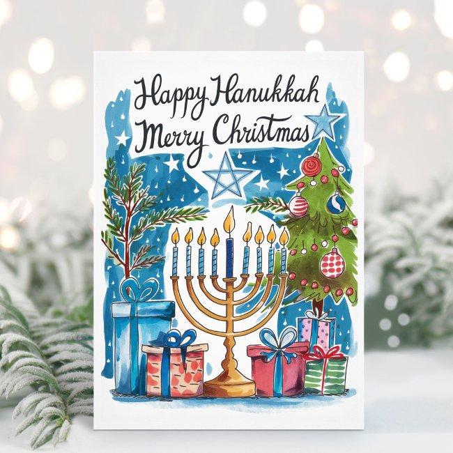 Happy Hanukkah Merry Christmas Invitations