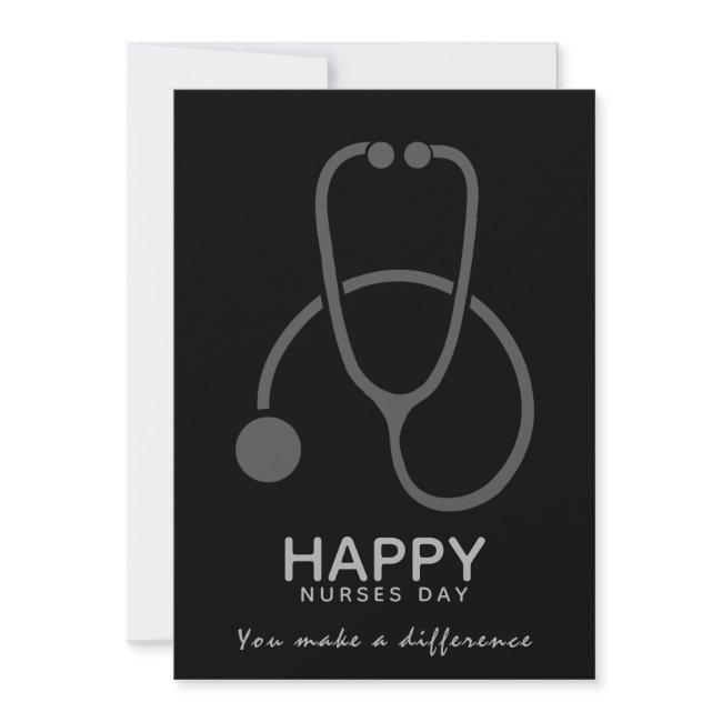 Happy Nurses Day Gray Stethoscope Illustration Invitation