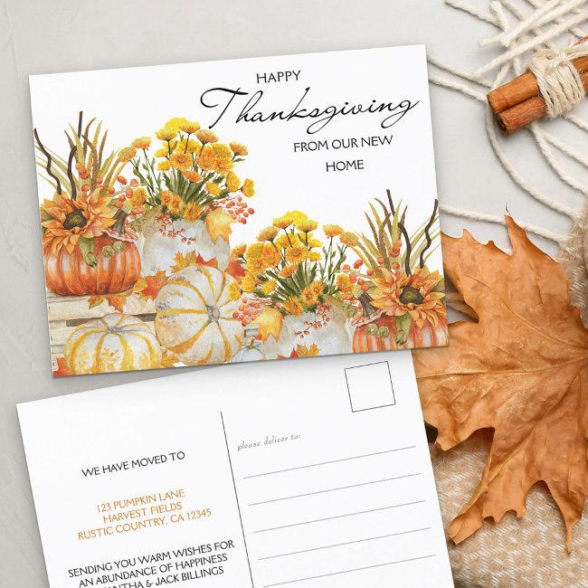 Happy Thanksgiving New Home Pumpkin Harvest Holiday Postinvitations