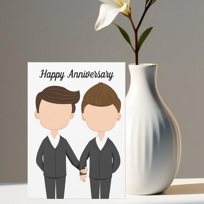 Happy Wedding Anniversary Gay Men Couple Invitations