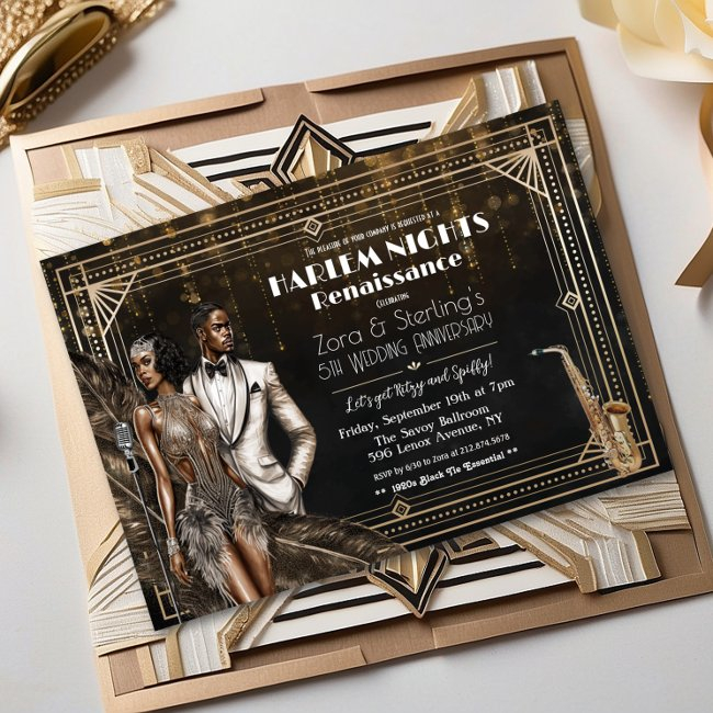 Harlem Nights Gatsby 1920s African American Invitation