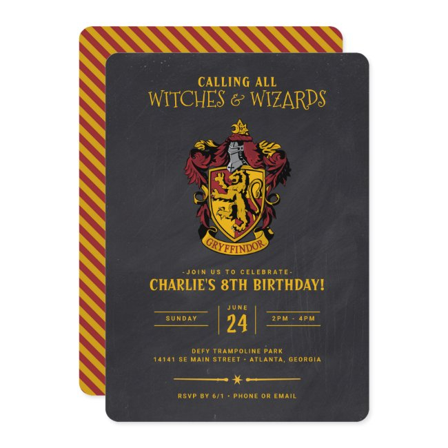 Harry Potter Birthday | Gryffindor Chalkboard Invitation