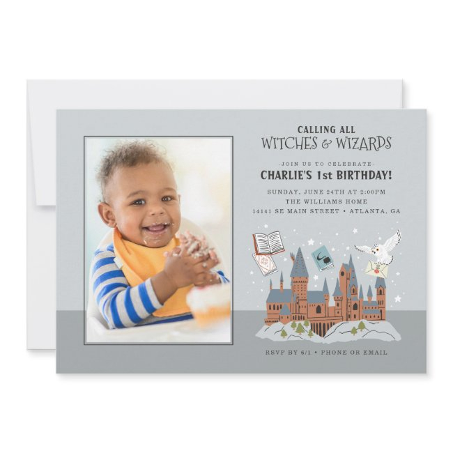 Harry Potter | Hogwarts Castle 1st Birthday Photo Invitation