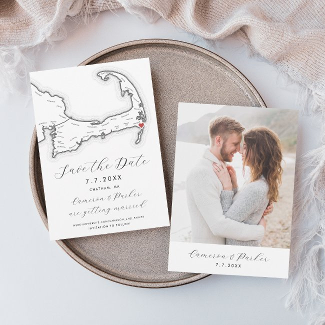 Harwich Ma Cape Cod Map Black And White Wedding Save The Date
