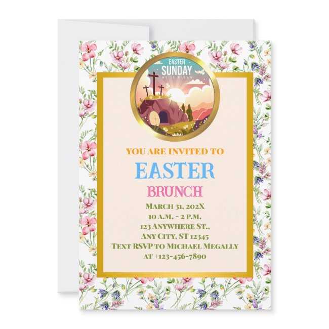 He Is Risen And Celebration Of Resurrection Sunday Invitation