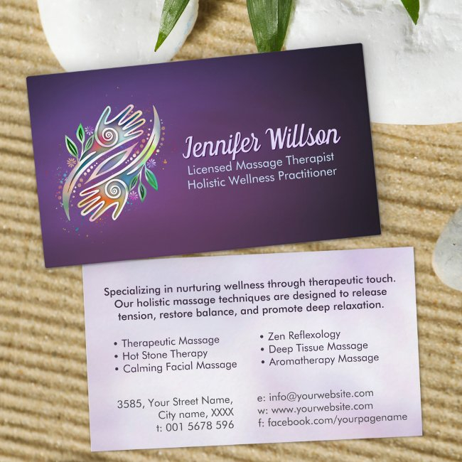 Healing Hands Massage Therapist Business Invitations