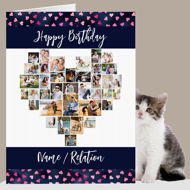 Heart Photo Collage 36 Pics Any Age Big Birthday Invitations