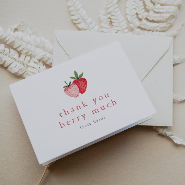 Heidi Cute Summer Strawberry Boho Girl Berry Much Thank You Invitations