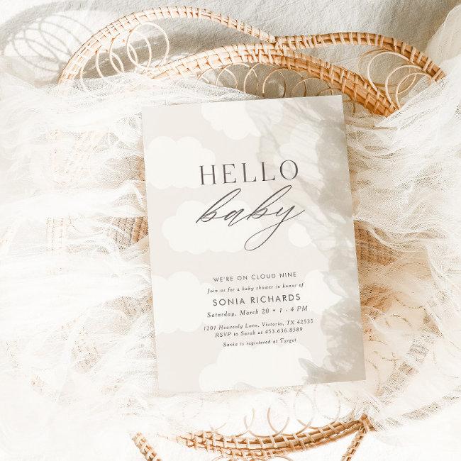 Hello Baby | Cloud Nine Gender Neutral Baby Shower Invitation