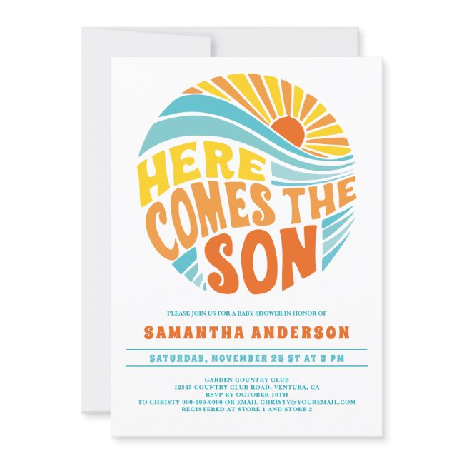 Here Comes The Son Bright Baby Shower Invitation