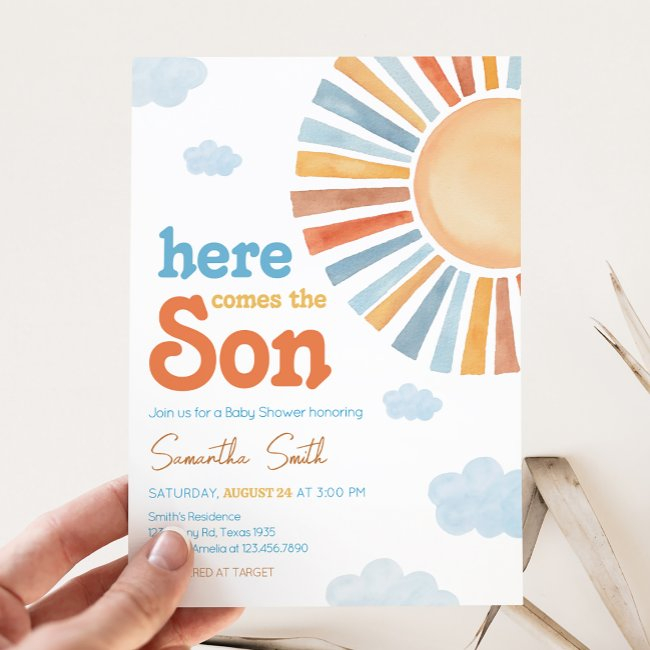 Here Comes The Sun Baby Shower Invitation