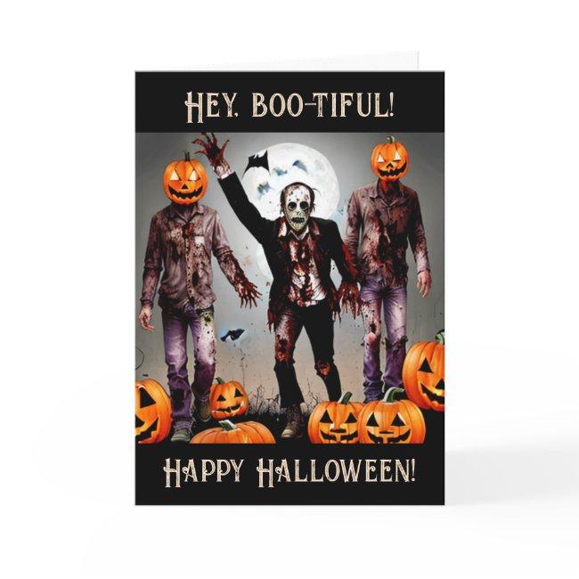Hey, Boo-tiful! Happy Halloween! Ghouls And Zombie Invitations