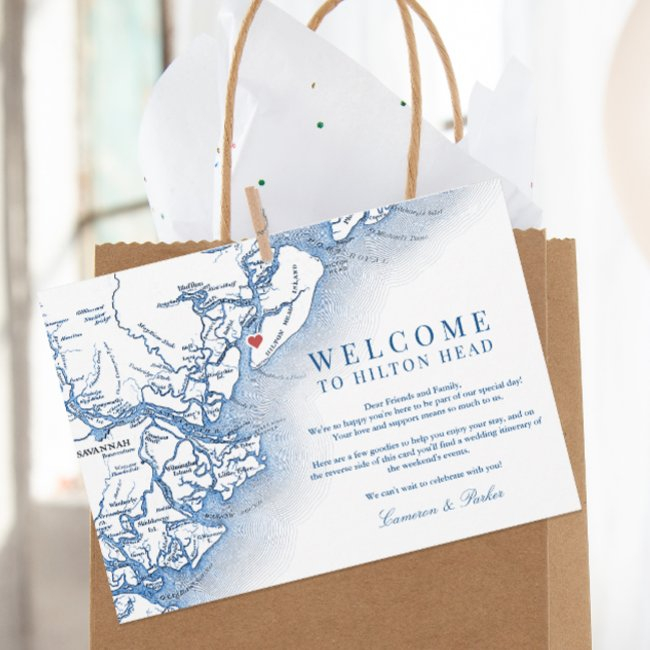 Hilton Head Navy Wedding Welcome Itinerary Thank You Invitations