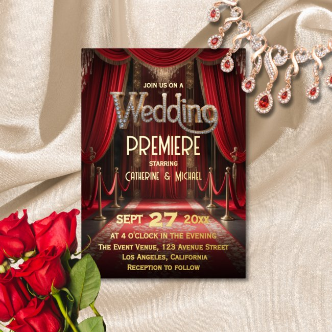Hollywood Movie Red Carpet Premiere Wedding Foil Invitation