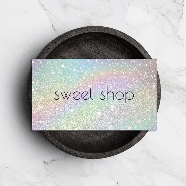 Holographic Glitter Bakery, Sweets Business Invitations