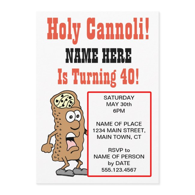 Holy Cannoli Turning 40 Party Invitation