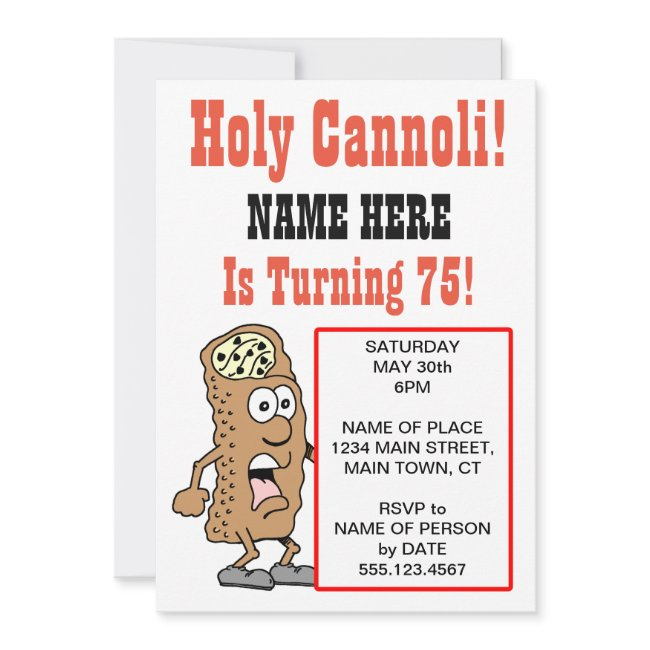 Holy Cannoli Turning 75 Party Invitation