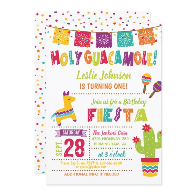 Holy Guacamole Birthday Fiesta Invitation - Kid W