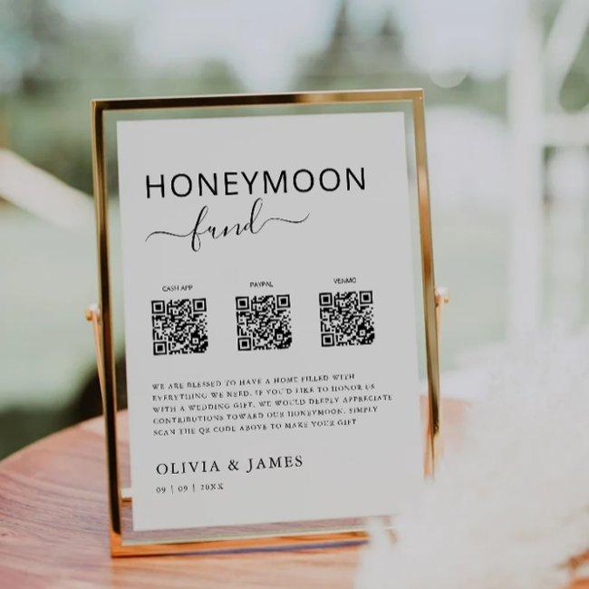 Honeymoon Fund Qr Code Sign, Wedding Honeymoon In Invitation