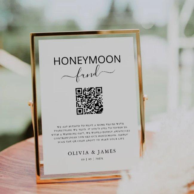 Honeymoon Fund Qr Code Sign, Wedding Honeymoon Invitation