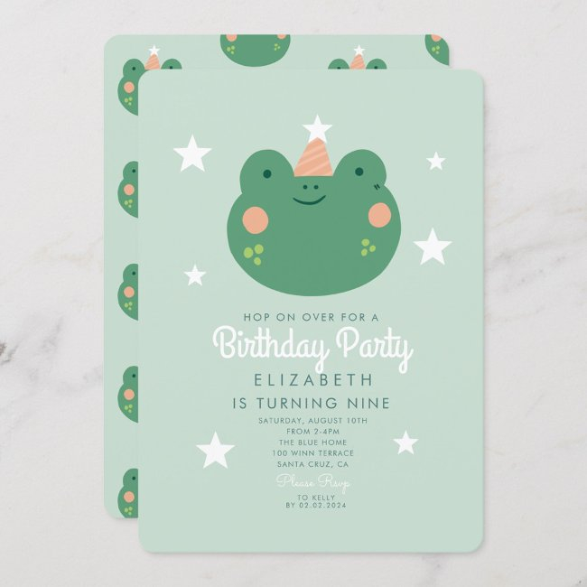 Hop On Over Frog Birthday Invitation
