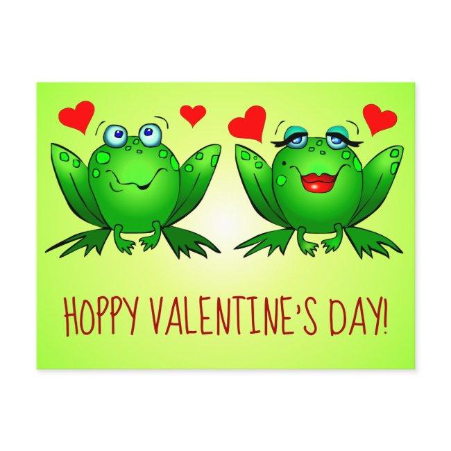 Hoppy Valentines Day Fun Cute Cartoon Frogs Hearts Postinvitations