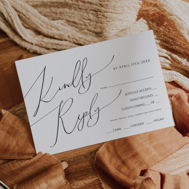 Horizontal Whimsical Script Menu Choice Rsvp Invitations
