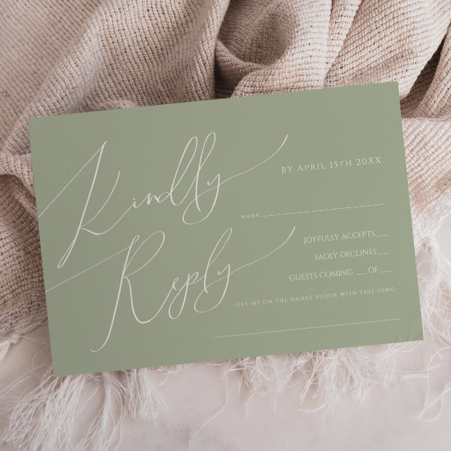 Horizontal Whimsical Script | Sage Song Request Rsvp Invitations