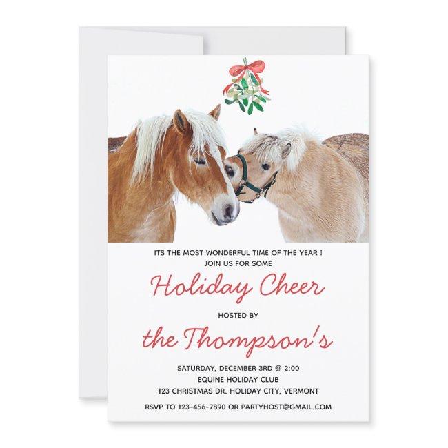 Horse Christmas Mistletoe Equestrian Cute Ponies Invitation