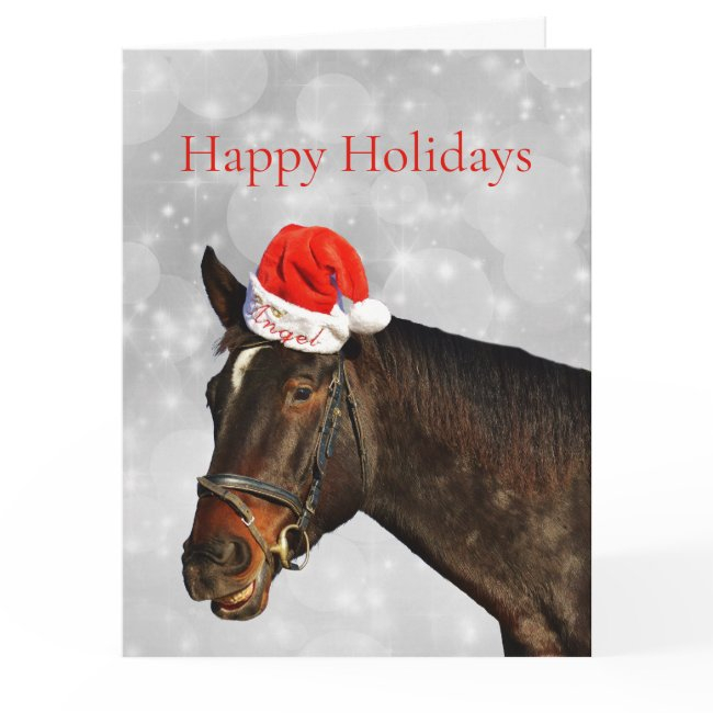 Horse In A Christmas Hat Invitations