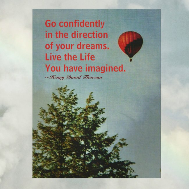 Hot Air Balloon Go Confidently Thoreau Quote Postinvitations