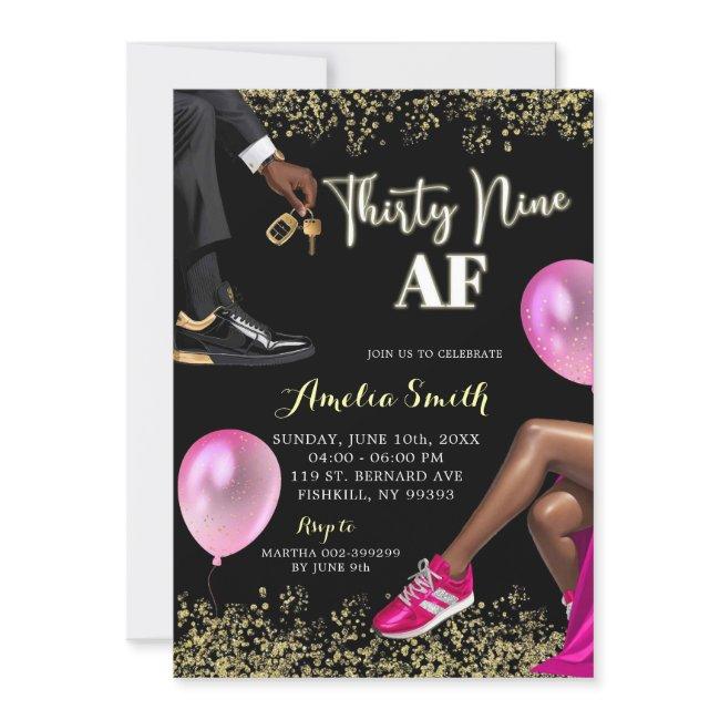 Hot Pink And Gold Sneaker Ball 39 Birthday Invitation