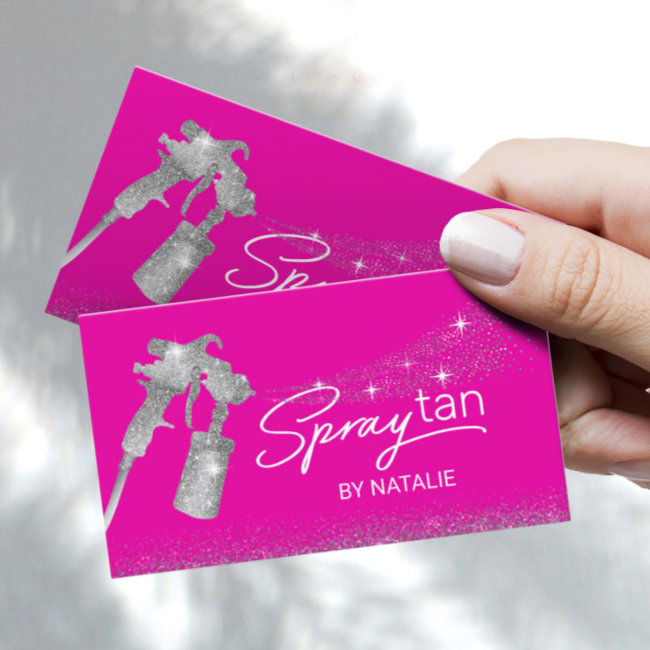 Hot Pink Sunless Tanning Mobile Spray Tan Business Invitations