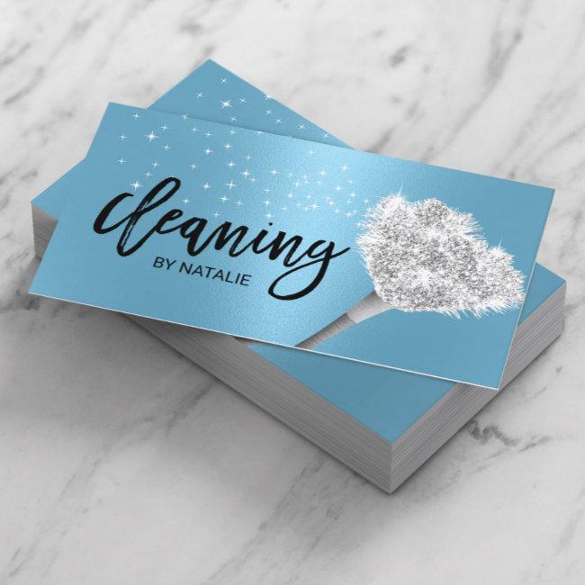House Cleaning Maid Service Elegant Blue Business Invitations