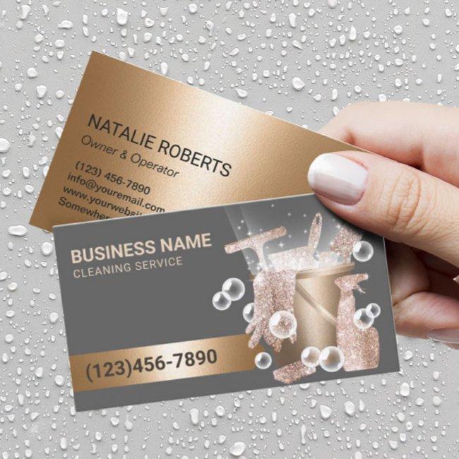 House Cleaning Service Modern Gold Clean Supplies Business Invitations