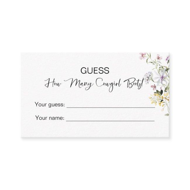 How Many Cowgirl Boots! Wildflower Bridal Shower Enclosure Invitations