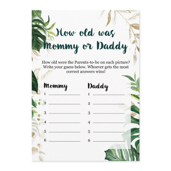 How Old Was Mommy Or Daddy Safari Baby Shower Game Invitation